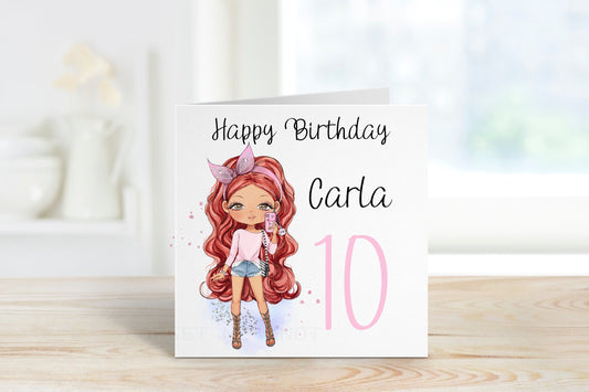Personalised Girls Birthday Card, Daughter Birthday Card, Fashion Girl Birthday Card For Her, Personalised Birthday Cards