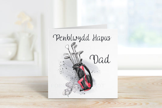 Welsh Birthday Card, Penblwydd Hapus, Welsh Birthday Card For Dad, Golf Birthday Card, Golfer Birthday, Welsh Birthday Taid, Cerdyn Cymraeg