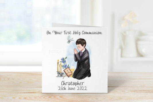 First Holy Communion Card, Holy Communion Card For Boys, Holy Communion Card For Son, Holy Communion Card For Grandson, Card For Godson