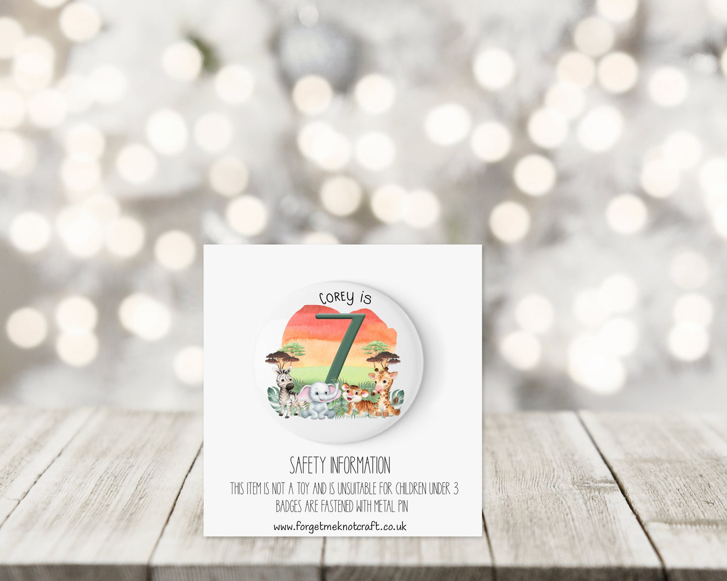 Welsh Birthday Card, Personalised Birthday Card For Kids, Any Age Birthday Badge, Safari Badge, Badge For Boys, Badge For Girls