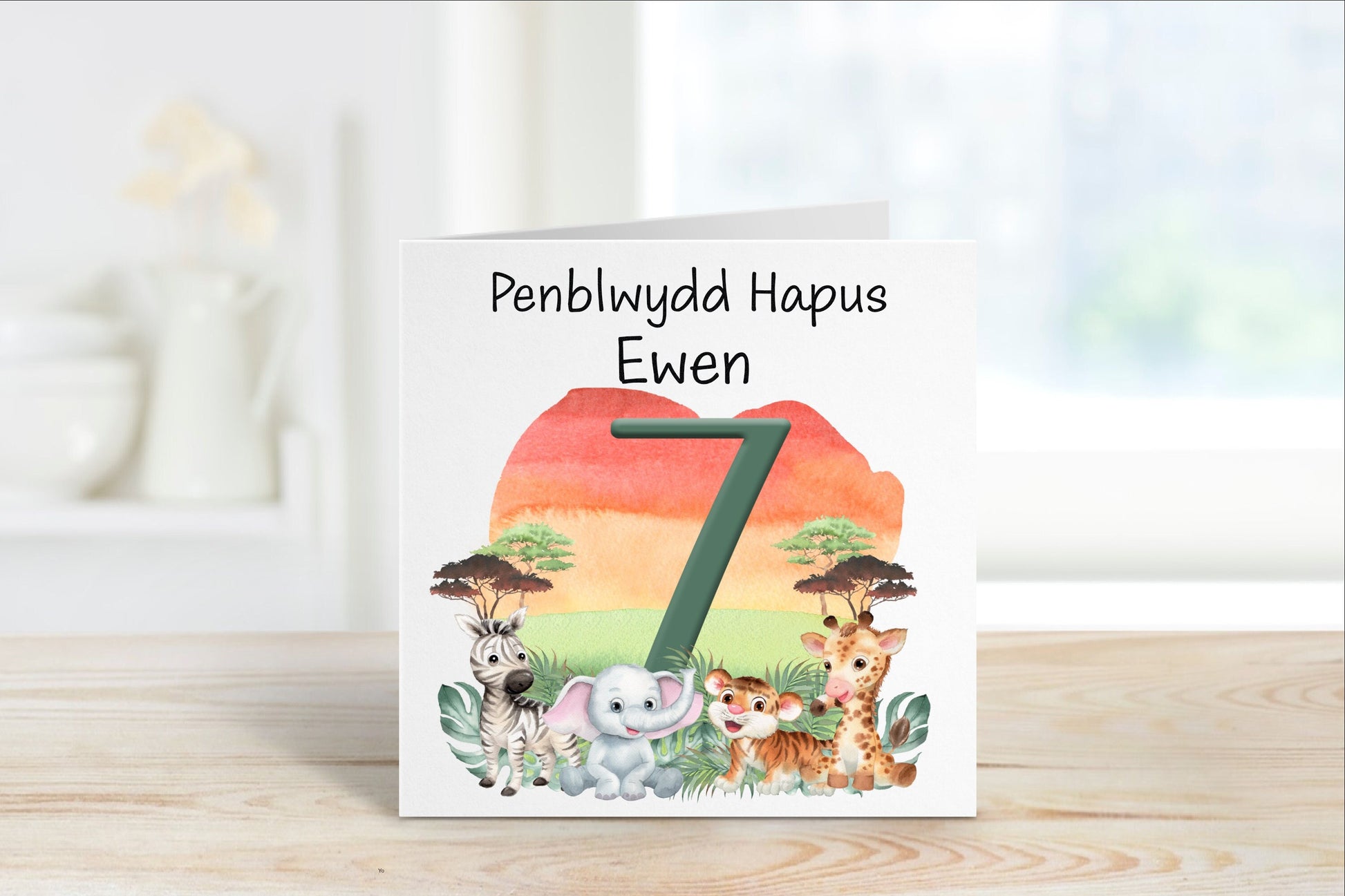 Welsh Birthday Card, Personalised Birthday Card For Kids, Any Age Birthday Badge, Safari Badge, Badge For Boys, Badge For Girls