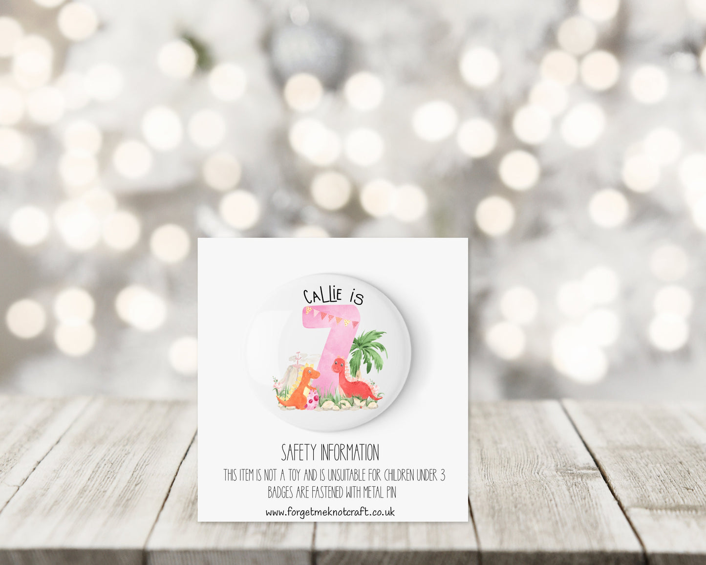 Dino Birthday Card, Kids Birthday Badge, Birthday Badge For Kids, Personalised Birthday Card, Rocket Badge, Badge For Boys, Badge For Girls