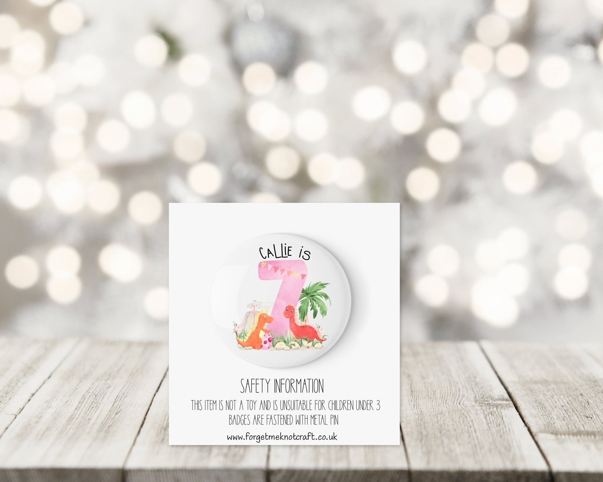 Dino Birthday Card, Kids Birthday Badge, Birthday Badge For Kids, Personalised Birthday Card, Rocket Badge, Badge For Boys, Badge For Girls