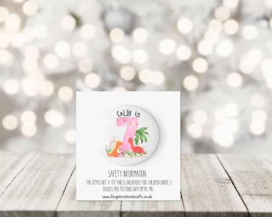 Dino Birthday Badge, Kids Birthday Badge, Birthday Badge For Kids, Any Age Birthday Badge, Rocket Badge, Badge For Boys, Badge For Girls