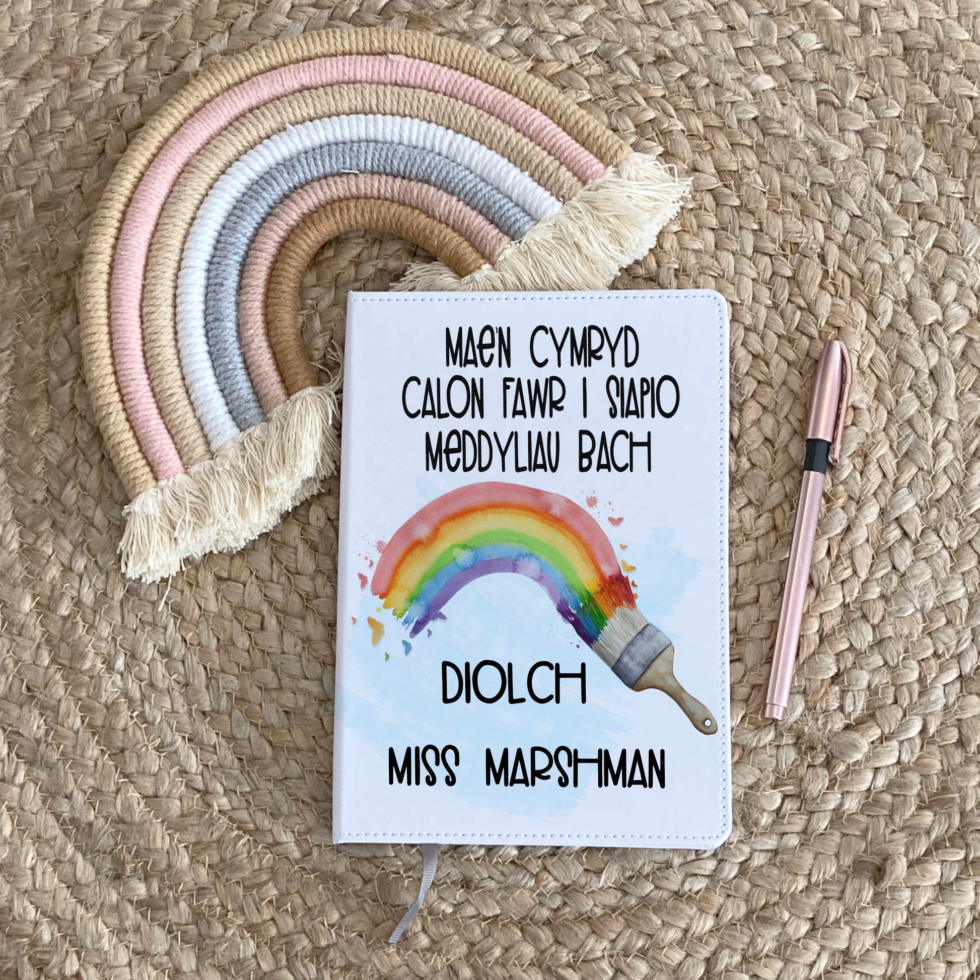 Welsh Teacher Gift, Diolch Athrawes, Card For Teacher, Personalised Teacher Notebook, Personalised Welsh Teacher Card, End Of Term Gift