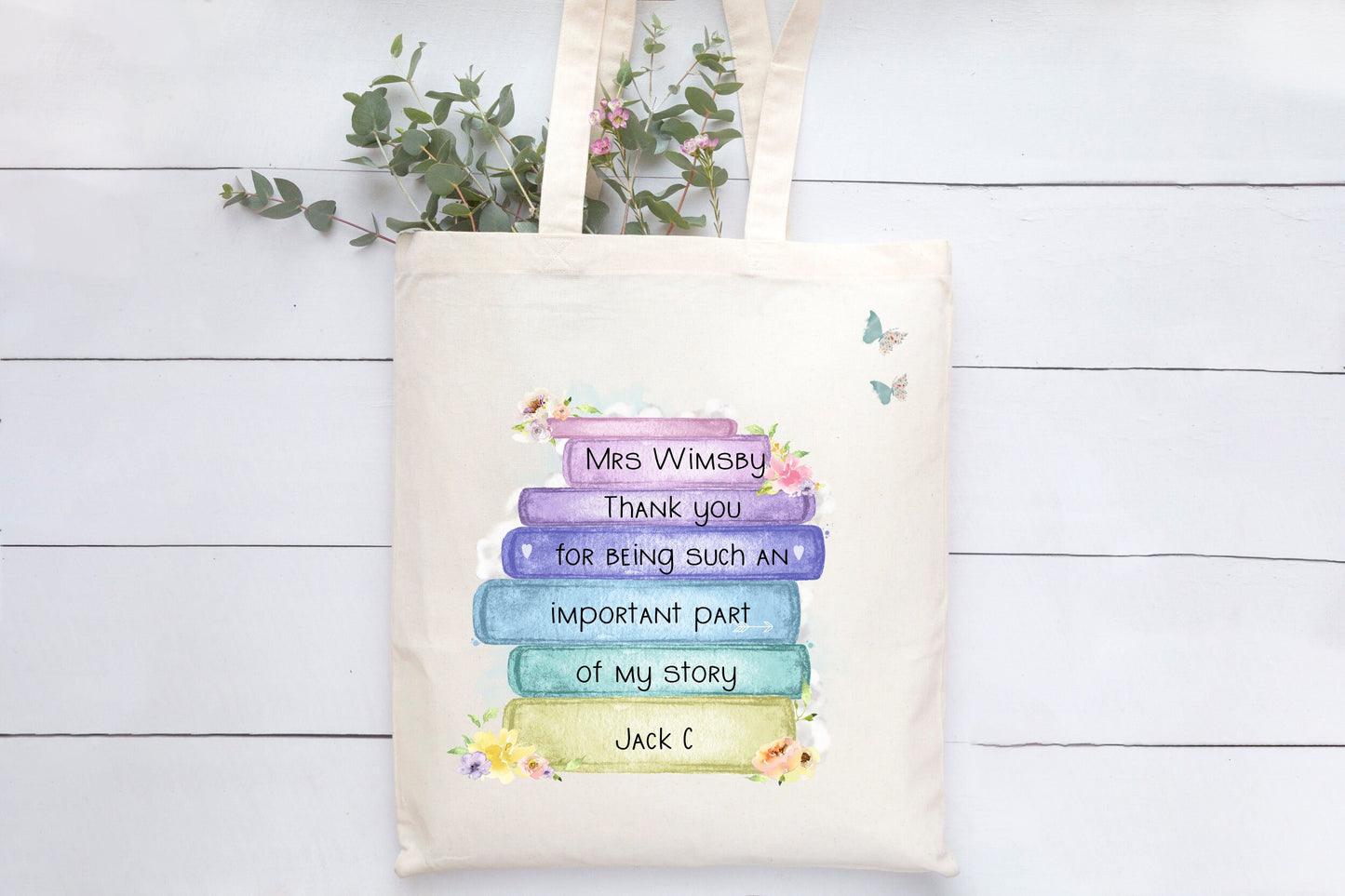 Teacher Gifts, Teacher Tote Bag, Personalised Book Bag, Personalised Teacher Bag,