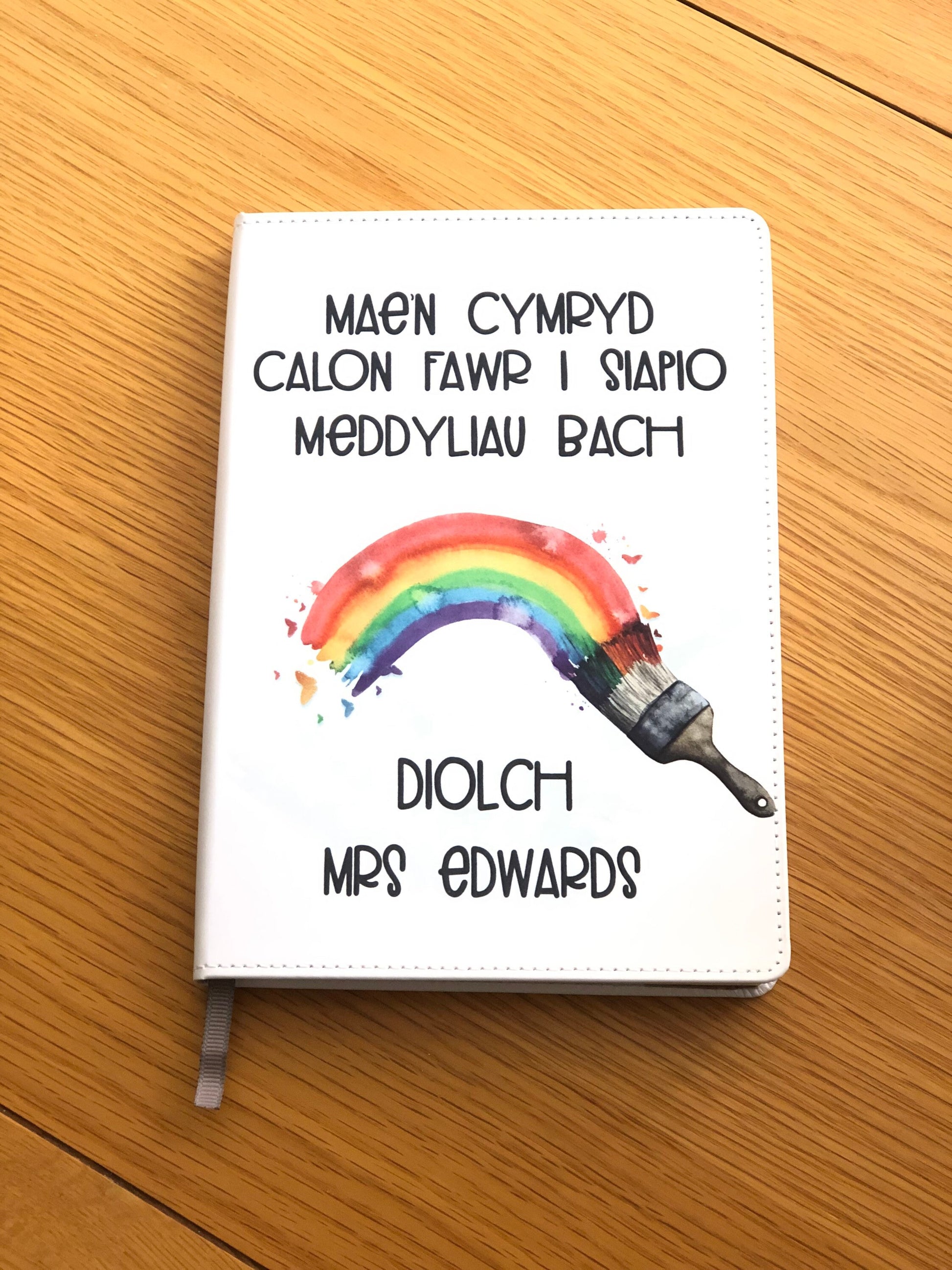 Welsh Teacher Gift, Diolch Athrawes, Card For Teacher, Personalised Teacher Notebook, Personalised Welsh Teacher Card, End Of Term Gift