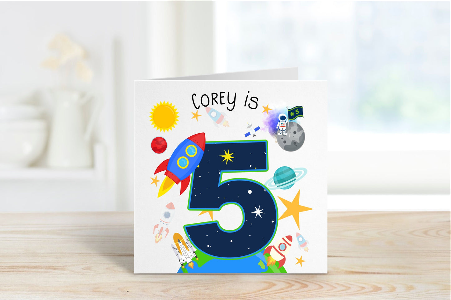 Rocket Birthday Card, Personalised Birthday Card For Boys, Kids Birthday Badge, Any Age Birthday Badge, Rocket Badge, Badge For Girls