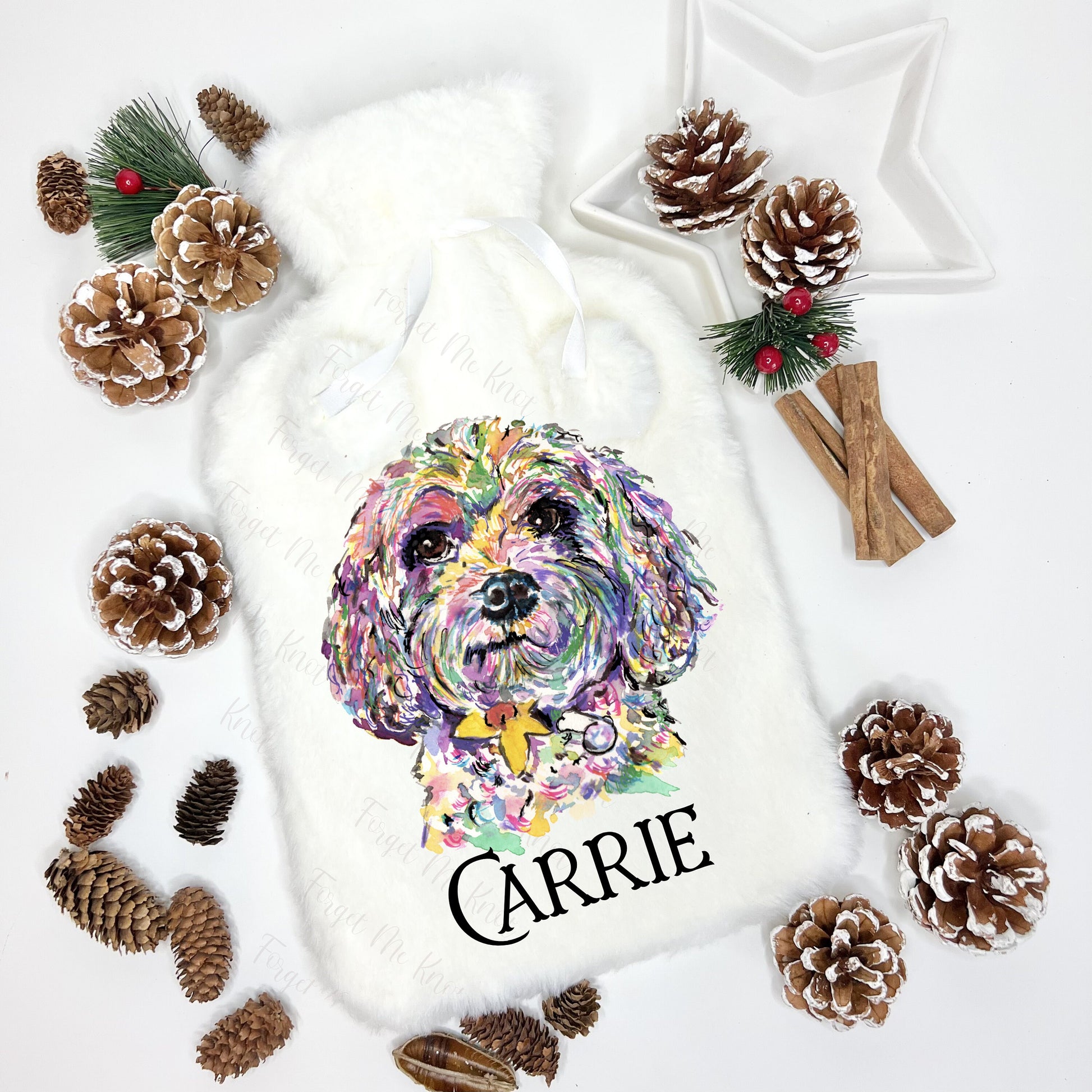 Hot Water Bottle, Personalised Hot Water Bottle, Cavapoo Hot Water Bottle, Christmas Gift For Granddaughter, Christmas Gift For Grandson