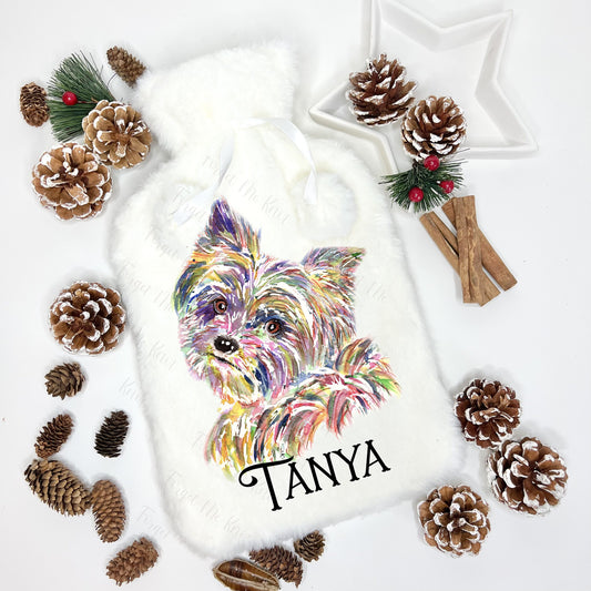 Yorkshire terrier Gift, Hot Water Bottle, Personalised Hot Water Bottle, Dog Hot Water Bottle, Christmas Gift For Granddaughter