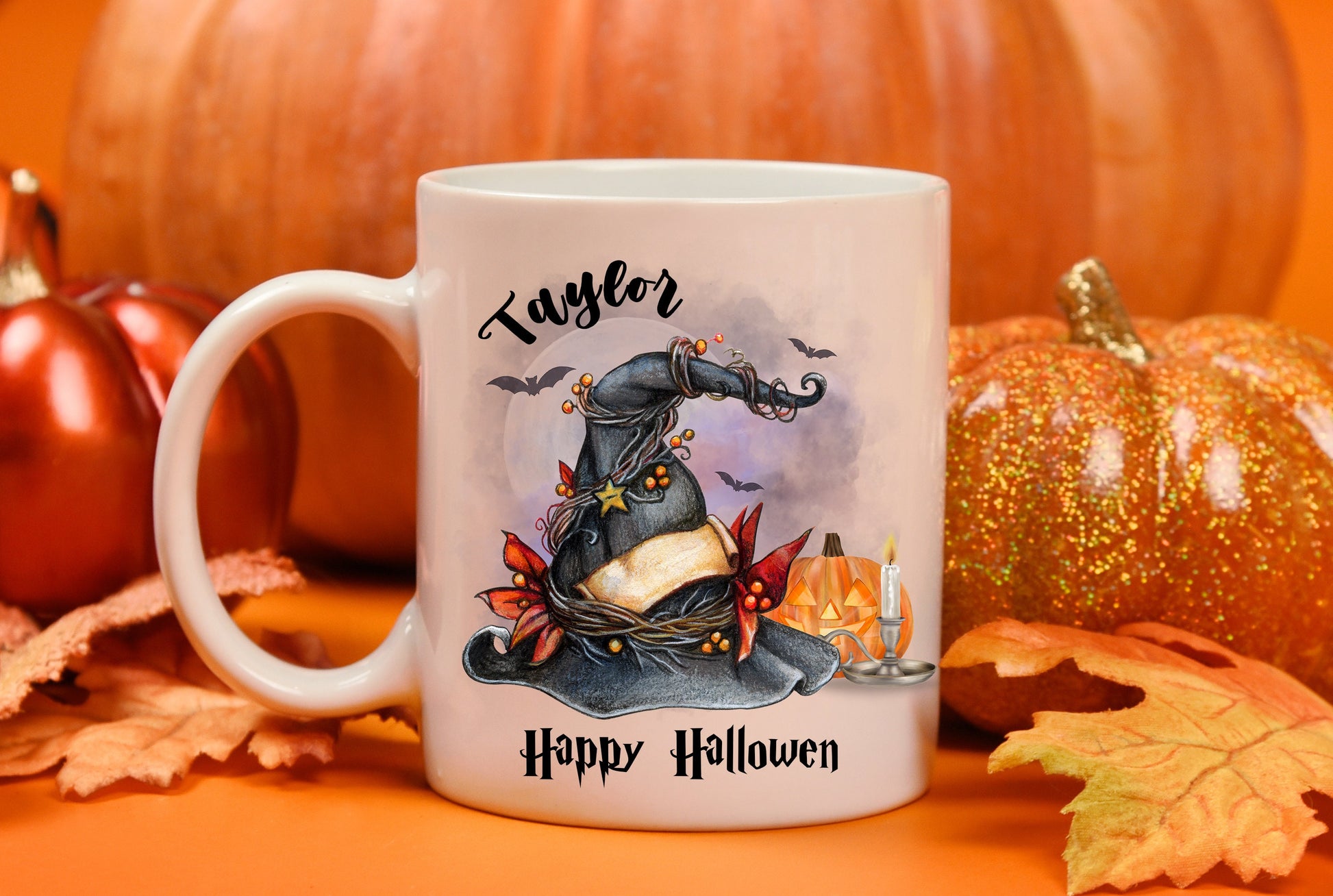 Halloween Mug, Halloween Mug Set, Halloween Mug Witch, Fall Mug
