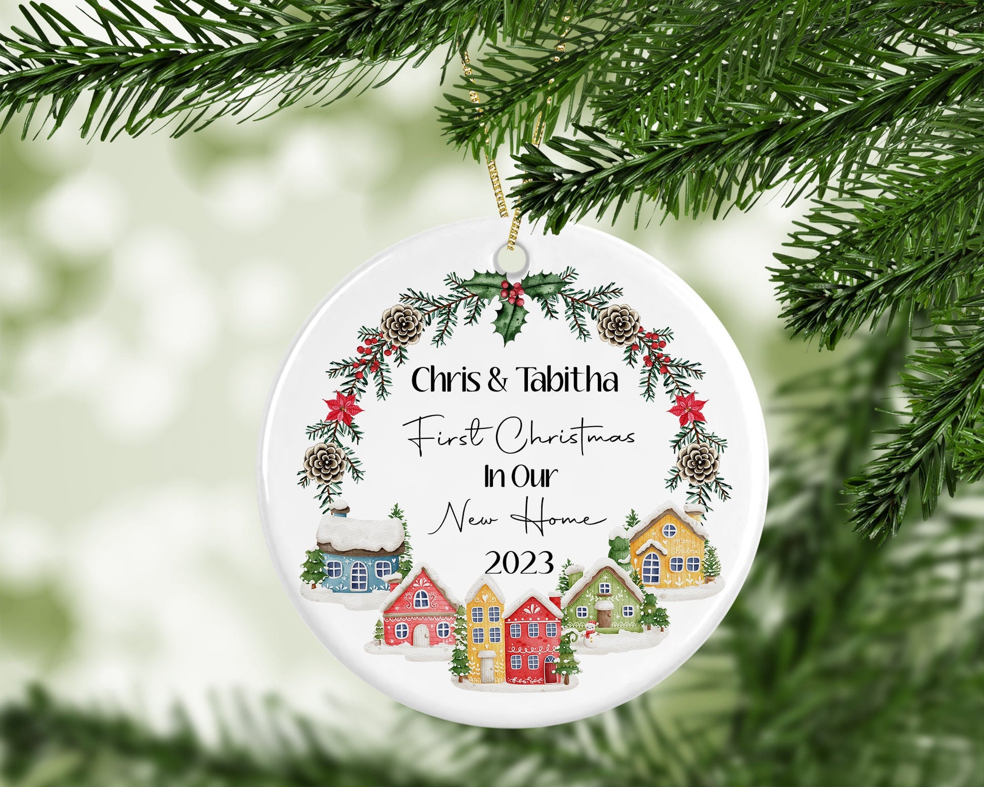 New Home Gift, Personalised New Home Christmas Bauble, New Home Christmas Decoration, Ceramic Bauble