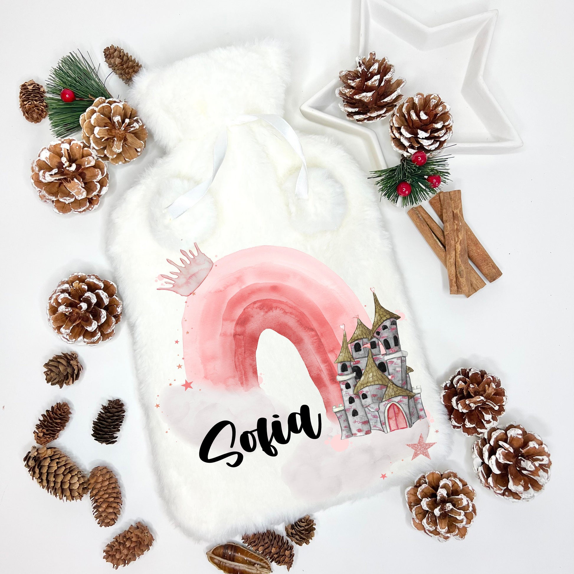 Hot Water Bottle, Fluffy Hot Water Bottle, Personalised Hot Water Bottle, Christmas Gift For Granddaughter, Christmas Gift For Grandson