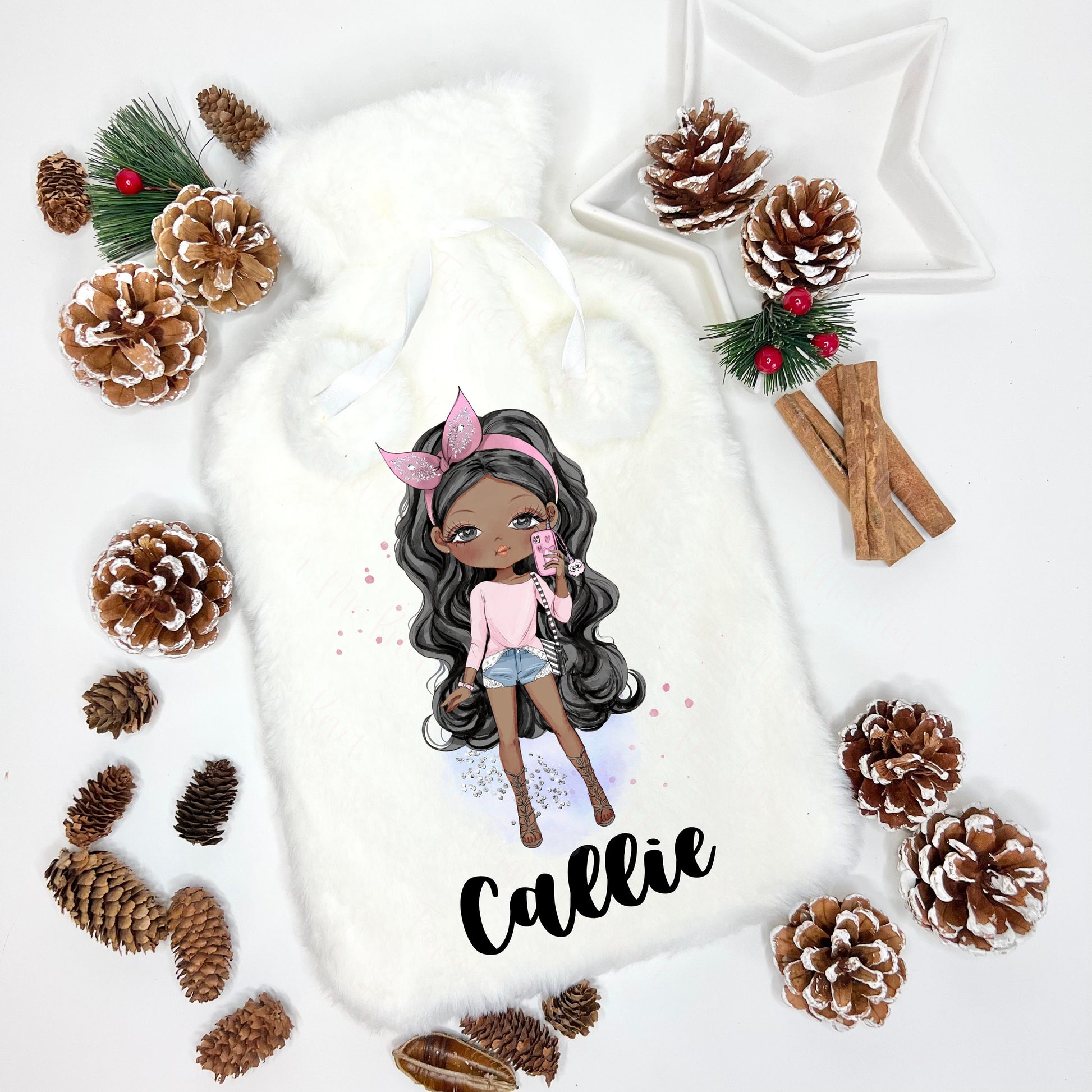 Hot Water Bottle, Fluffy Hot Water Bottle, Personalised Hot Water Bottle, Christmas Gift Girls, Xmas Gift For Granddaughter, Xmas Daughter