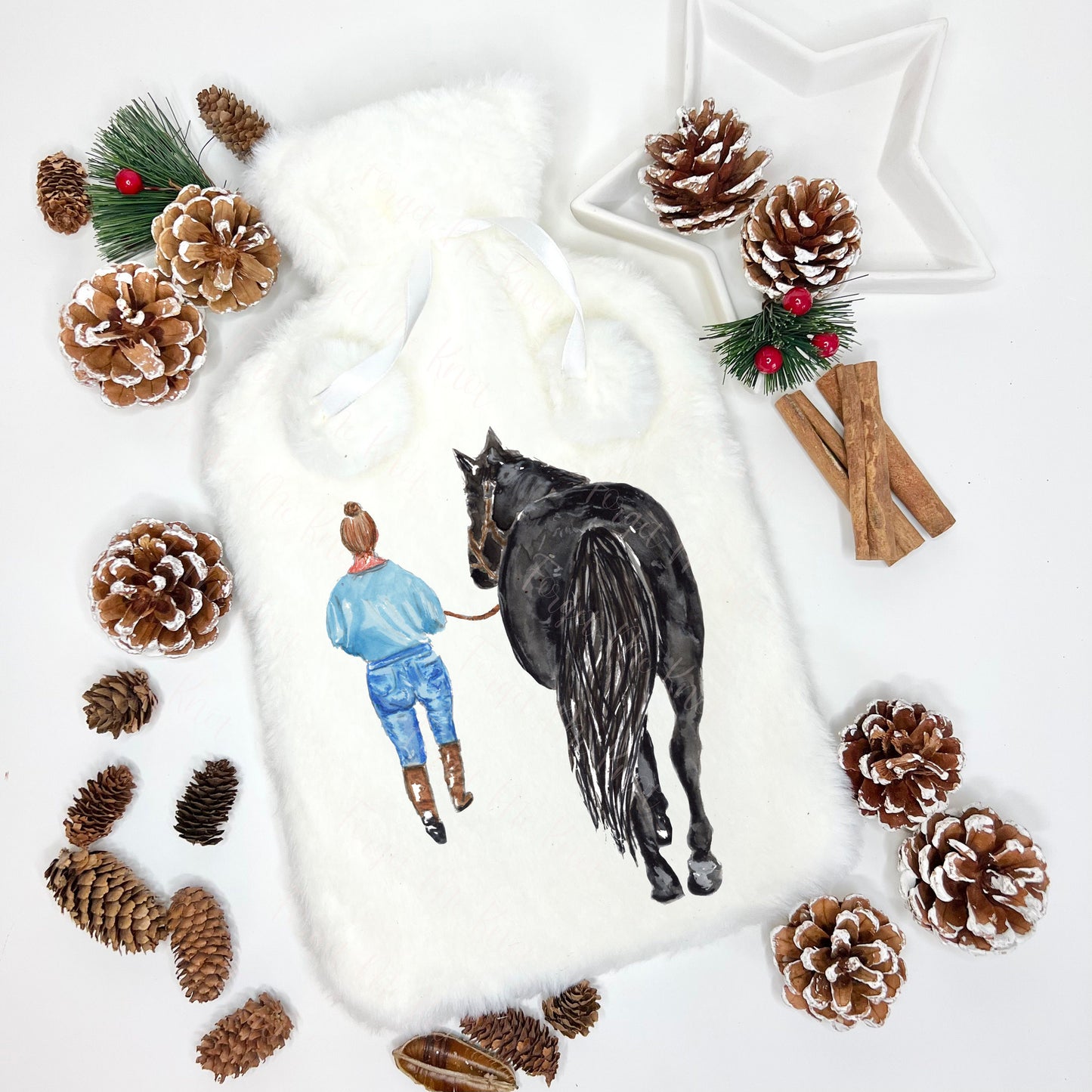 Horse Gifts, Fluffy Hot Water Bottle, Personalised Hot Water Bottle, Horse Gift For A Girl, Christmas Gift Girls, Hot Water Bottle,