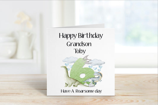 Grandson Birthday Card, Birthday Card For Grandson, Birthday Card For Boys, Son Birthday Card, Dino Birthday Card, Any Age Card