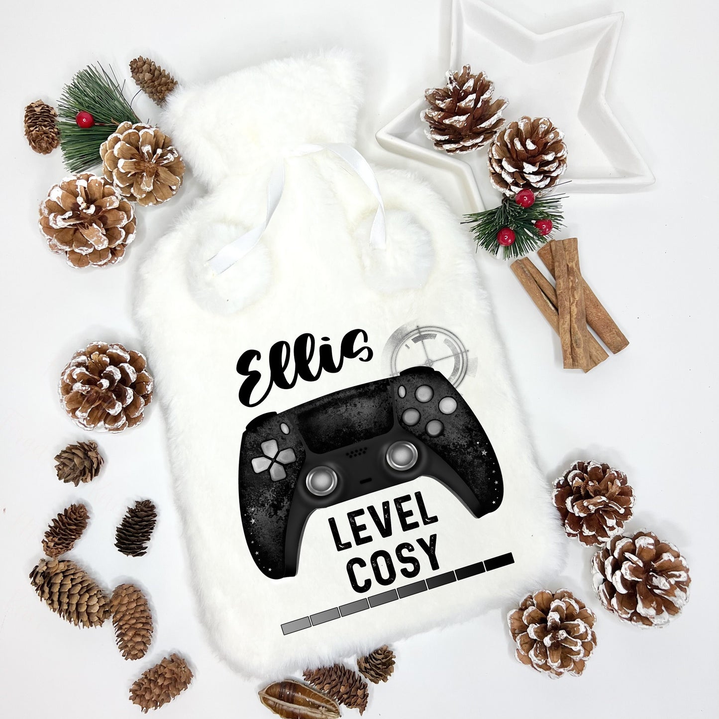 Fluffy Hot Water Bottle, Gamer Gift, Personalised Hot Water Bottle, Christmas Gift For Grandson, Christmas Gift For Gamers, Christmas Gift