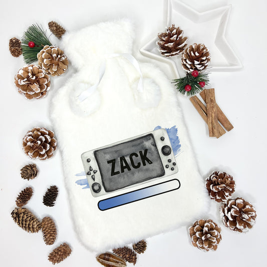 Gamer Gift, Fluffy Hot Water Bottle, Personalised Hot Water Bottle, Christmas Gift Boys, Xmas Gift For Grandson, Xmas Son, Hot Water Bottle,