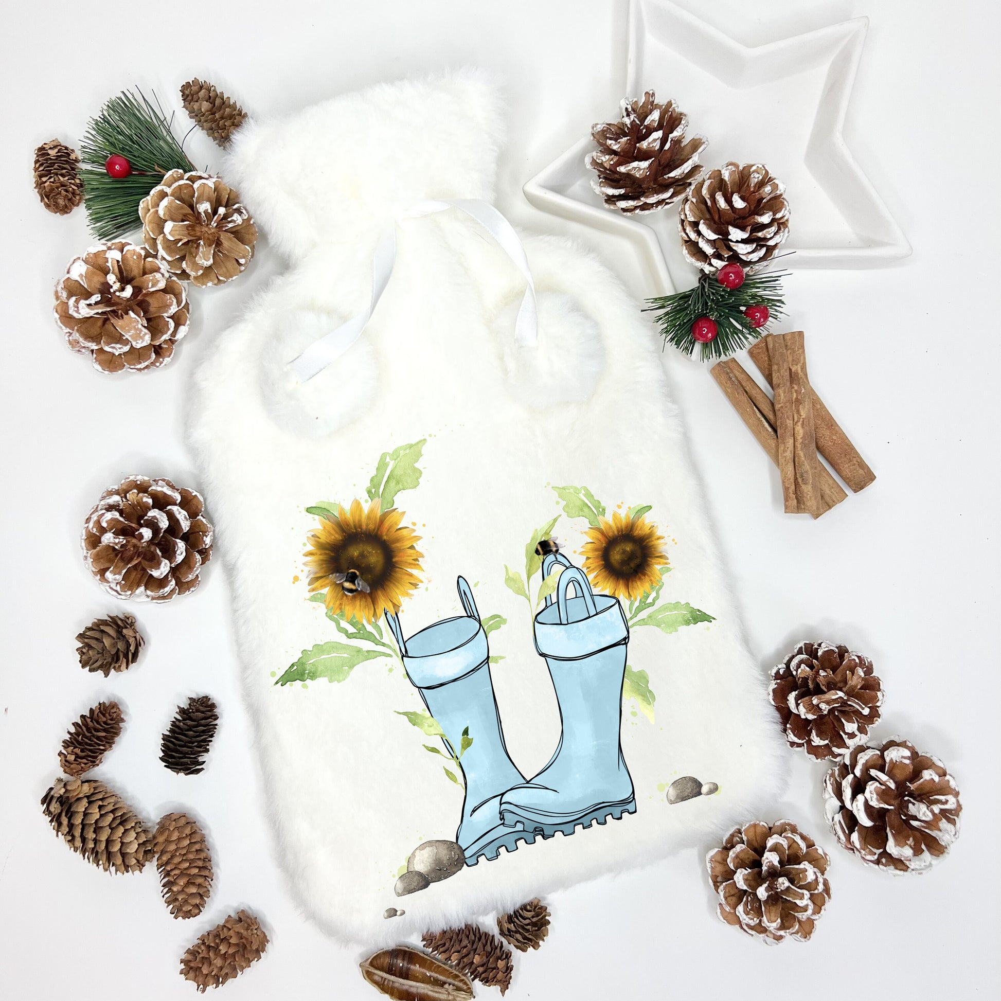 Fluffy Hot Water Bottle, Personalised Hot Water Bottle, Christmas Gift For Friend, Xmas Gift For Grandma, Xmas Grampy, Hot Water Bottle,