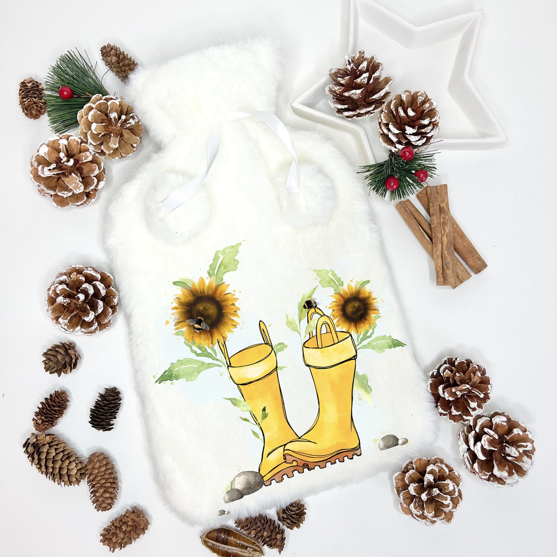 Fluffy Hot Water Bottle, Personalised Hot Water Bottle, Christmas Gift For Friend, Xmas Gift For Grandma, Xmas Grampy, Hot Water Bottle,