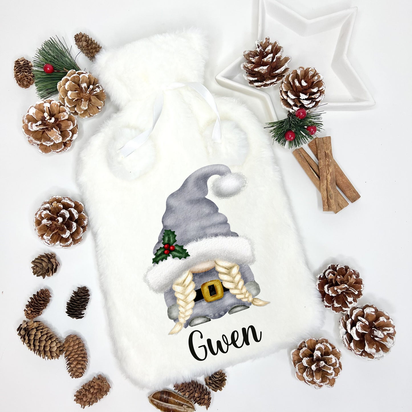 Gonk Gifts, Gonk Hot Water Bottle, Fluffy Hot Water Bottle, Personalised Hot Water Bottle, Gonk Christmas Gift Girls, Hot Water Bottle