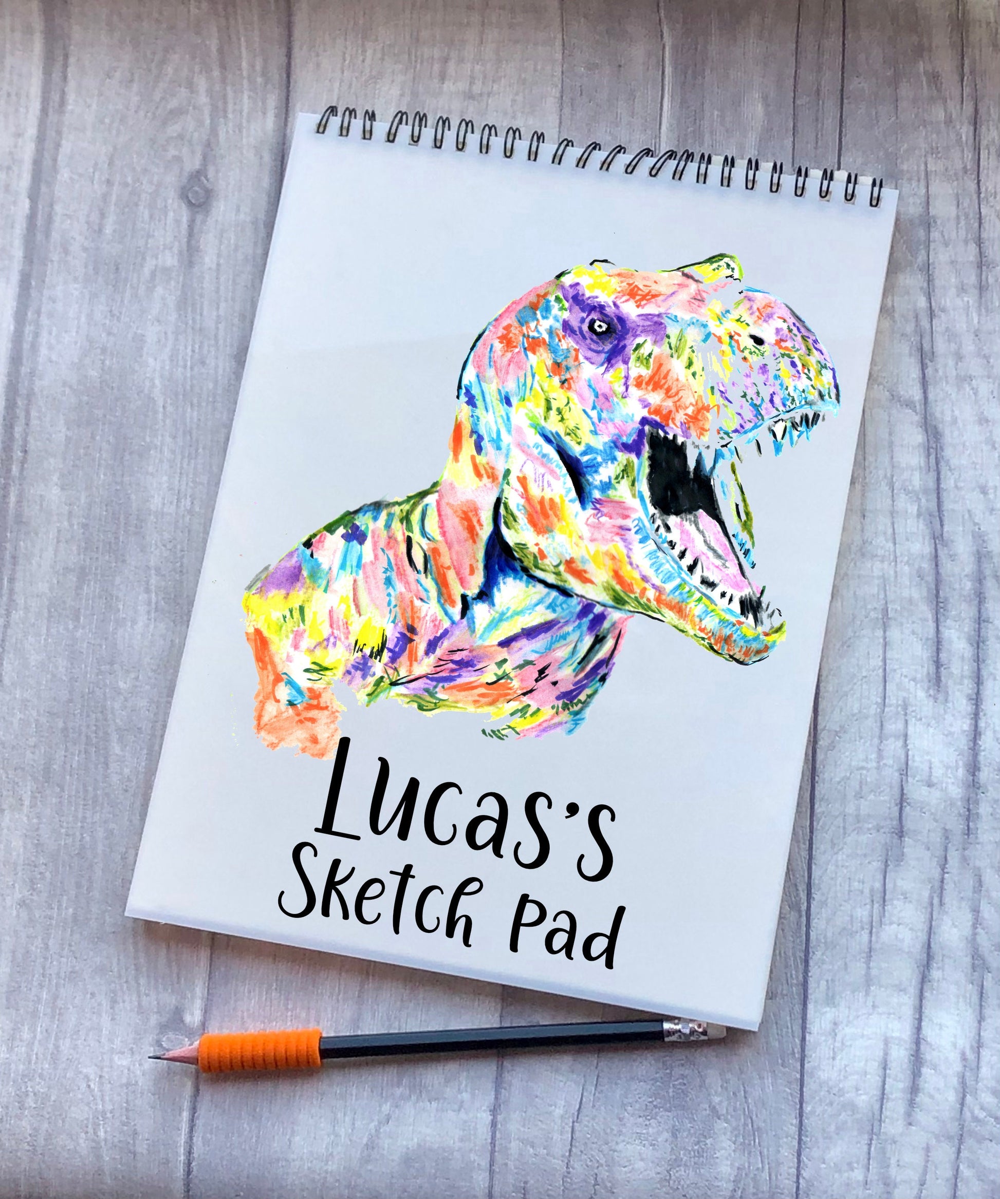 Sketchbook, Dino Sketch Book, Personalised Sketchbook, Personalised Sketch Pad, Sketchbook, Gift For Grandson, Gift For Daughter