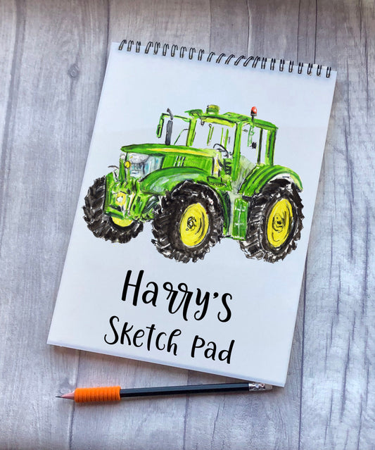 Sketchbook, Tractor Sketch Book, Personalised Sketchbook, Personalised Sketch Pad, Sketchbook, Gift For Grandson, Gift For Son, Tractor Gift