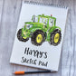 Sketchbook, Tractor Sketch Book, Personalised Sketchbook, Personalised Sketch Pad, Sketchbook, Gift For Grandson, Gift For Son, Tractor Gift