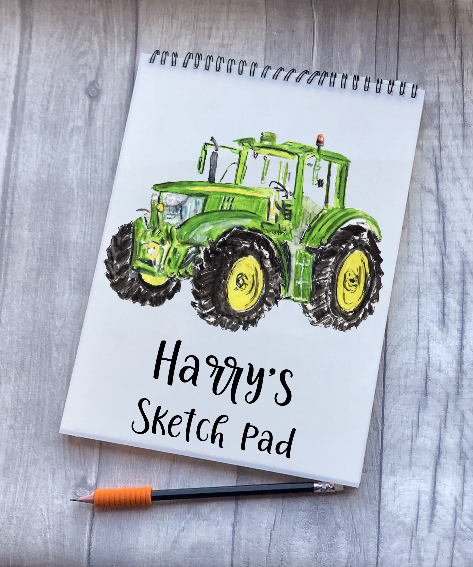 Sketchbook, Tractor Sketch Book, Personalised Sketchbook, Personalised Sketch Pad, Sketchbook, Gift For Grandson, Gift For Son, Tractor Gift