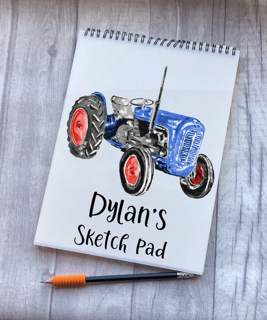Sketchbook, Tractor Sketch Book, Personalised Sketchbook, Personalised Sketch Pad, Sketchbook, Gift For Grandson, Gift For Son, Tractor Gift
