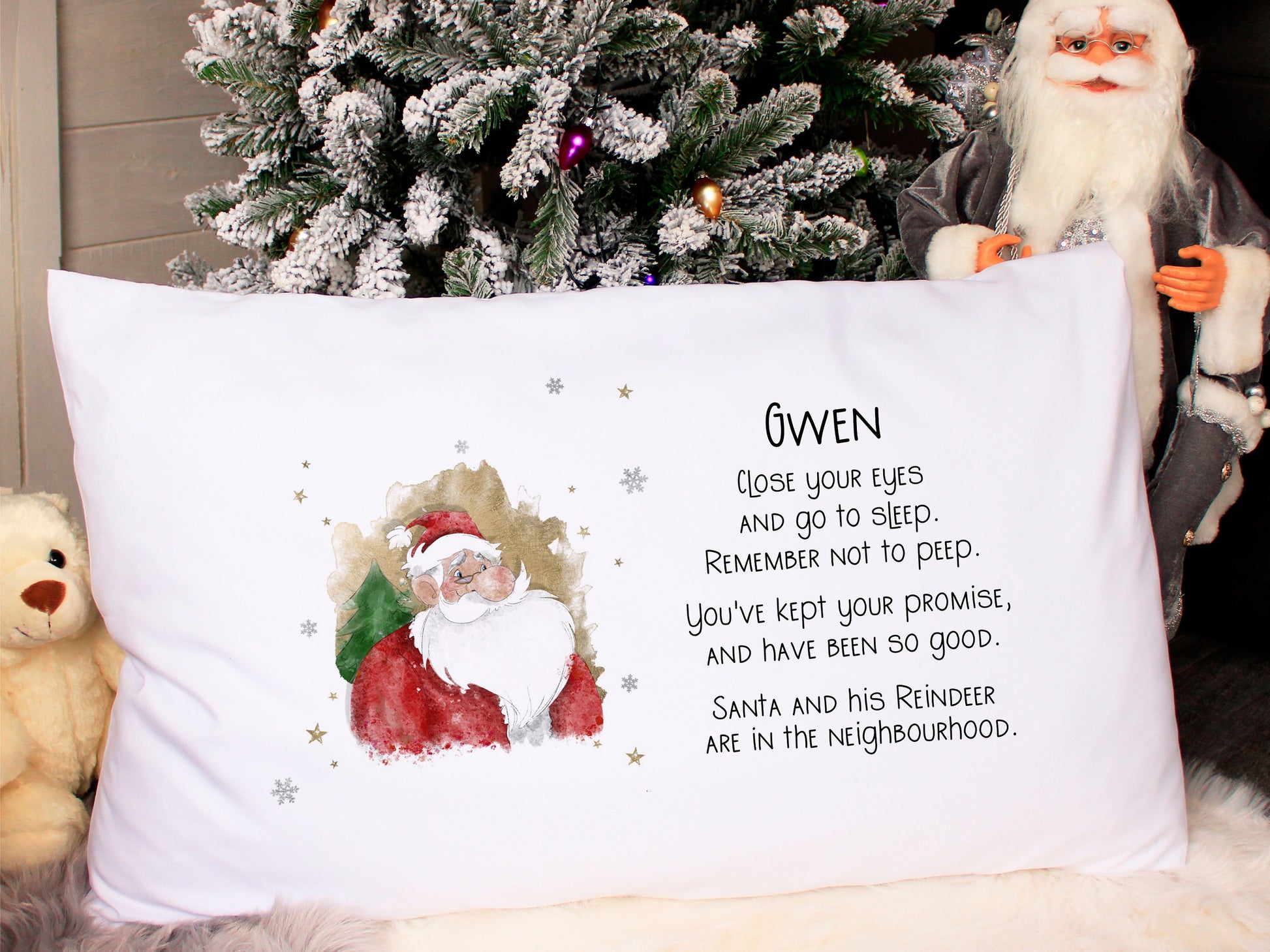 Santa Pillowcase, Christmas Pillowcase, Christmas Eve Pillowcase, Personalised Pillowcase,