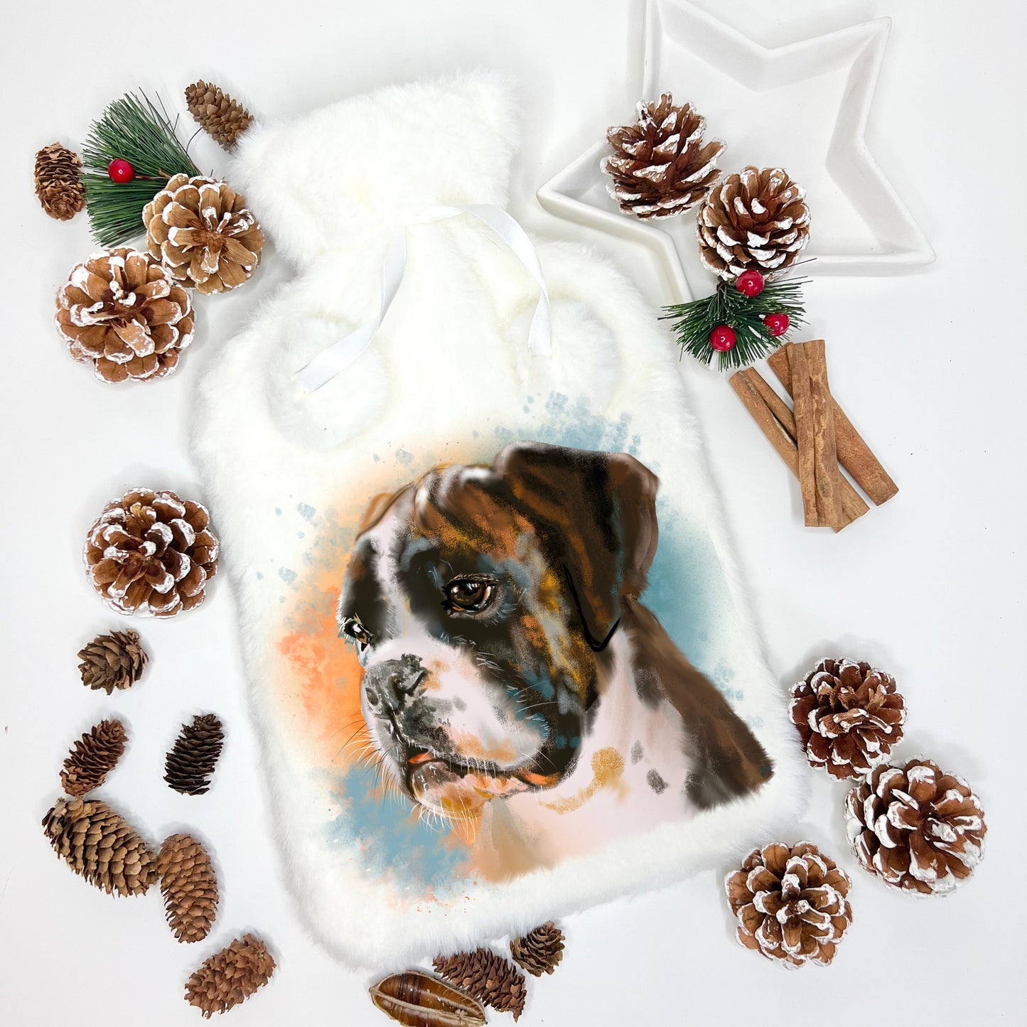 Bulldog Gifts, Fluffy Hot Water Bottle, Personalised Hot Water Bottle, Hot Water Bottle, Boxing Gift, Dog Gifts,