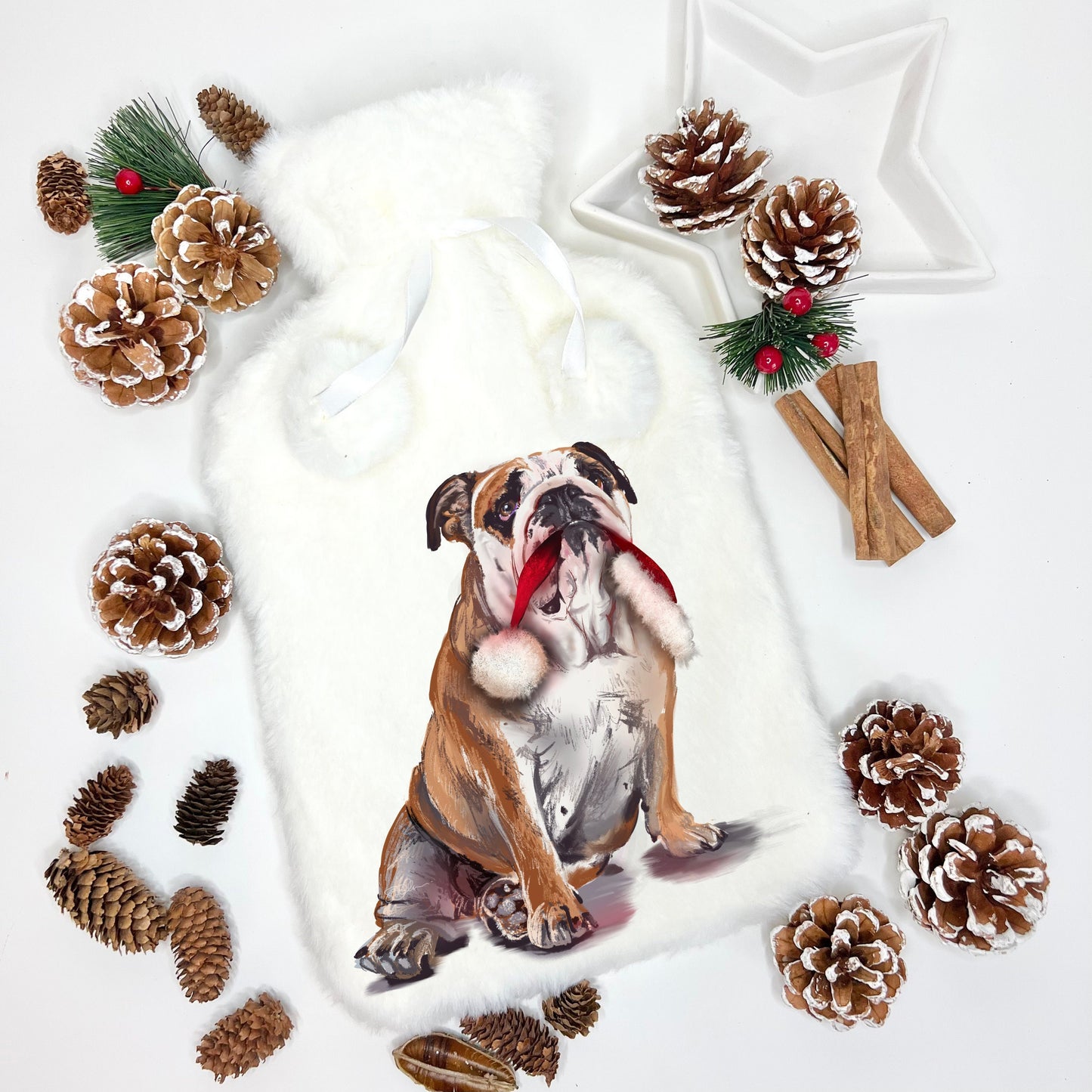 Bulldog Gifts, Fluffy Hot Water Bottle, Personalised Hot Water Bottle, Hot Water Bottle, Boxing Gift, Dog Gifts,