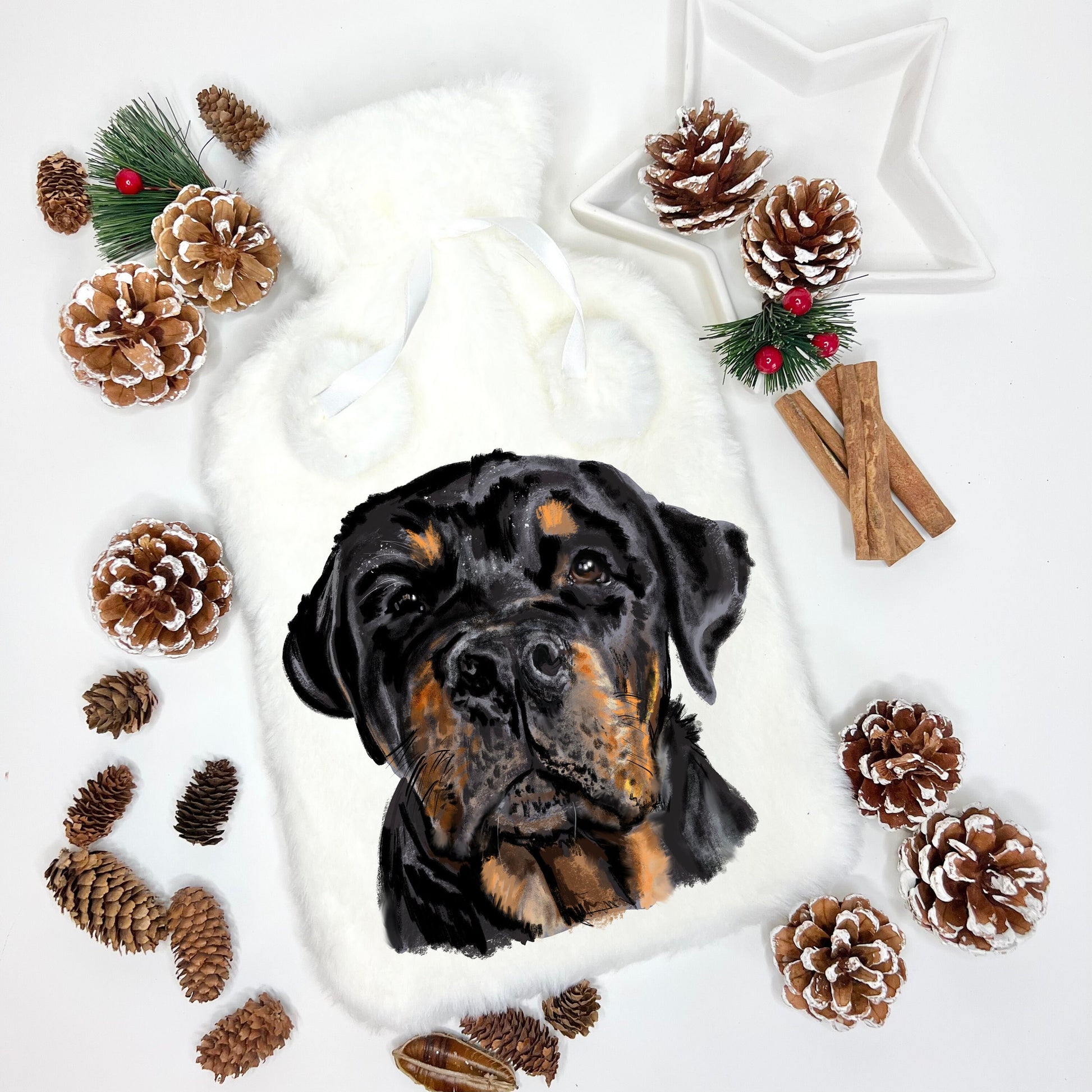 Rottweiler Gifts, Fluffy Hot Water Bottle, Personalised Hot Water Bottle, Hot Water Bottle, Boxing Gift, Dog Gifts,