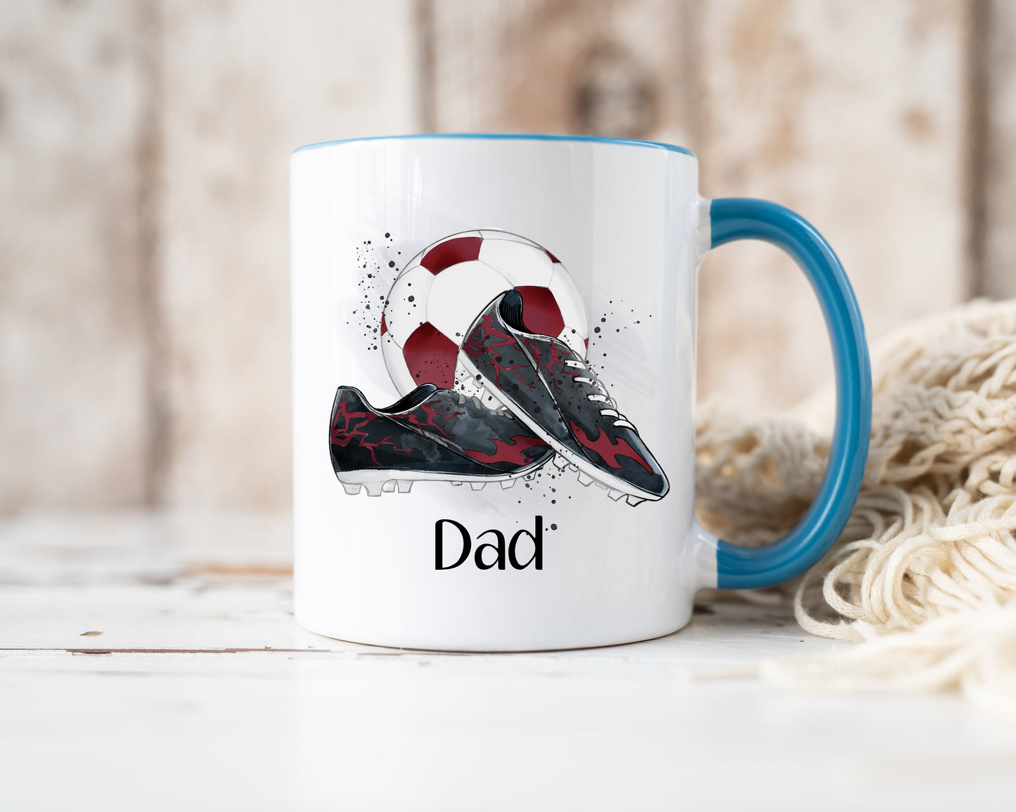 Dad Gift, Christmas Gifts, Personalised Dad Football Mug, Gift For Grampy, Mug Gift Set For Him, Stocking filler, Grandad Christmas Gift