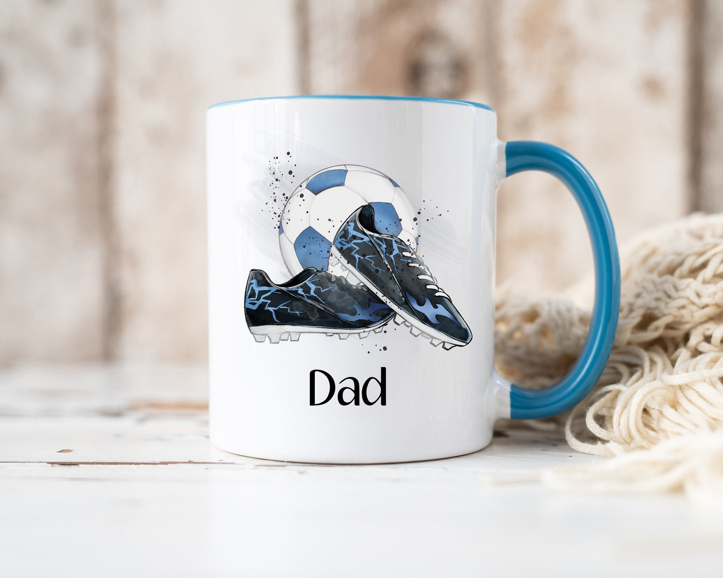 Dad Gift, Christmas Gifts, Personalised Dad Football Mug, Gift For Grampy, Mug Gift Set For Him, Stocking filler, Grandad Christmas Gift