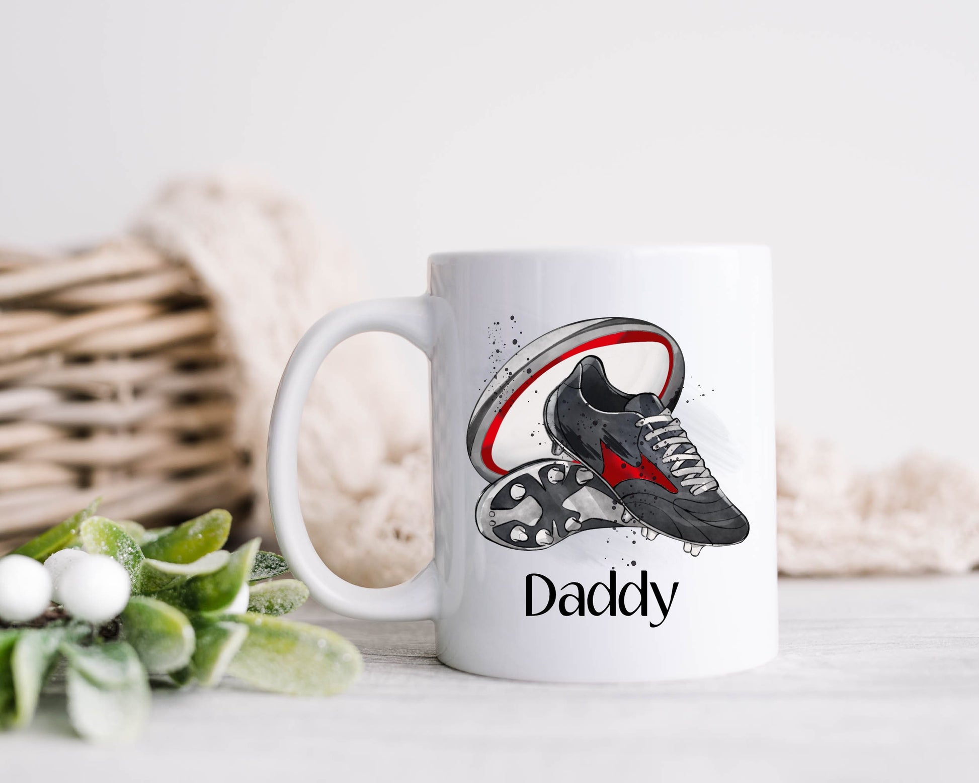 Dad Gift, Christmas Gifts, Personalised Dad Football Mug, Gift For Grampy, Mug Gift Set For Him, Stocking filler, Grandad Christmas Gift