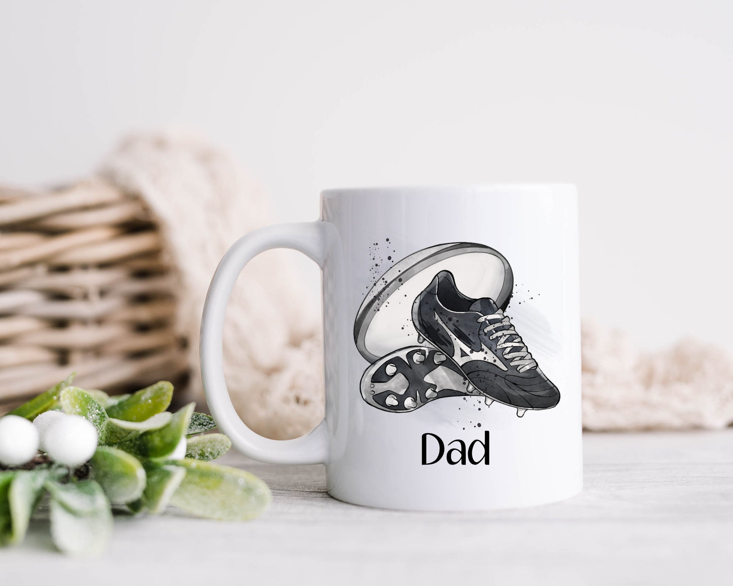 Dad Gift, Christmas Gifts, Personalised Dad Football Mug, Gift For Grampy, Mug Gift Set For Him, Stocking filler, Grandad Christmas Gift