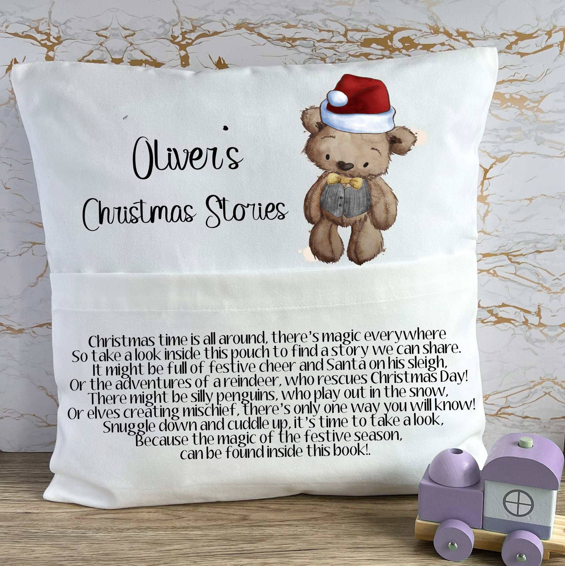 Christmas Book Cushion, Kids Book Cushion, Book Cushion, Teddy Book Cushion, Book Cushion For A Boy, Reading Story Pillow