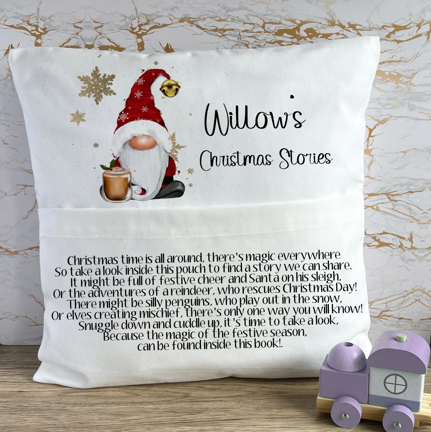 Christmas Book Cushion, Kids Book Cushion, Book Cushion, Teddy Book Cushion, Book Cushion For A Boy, Reading Story Pillow, Gonk Xmas Pillow
