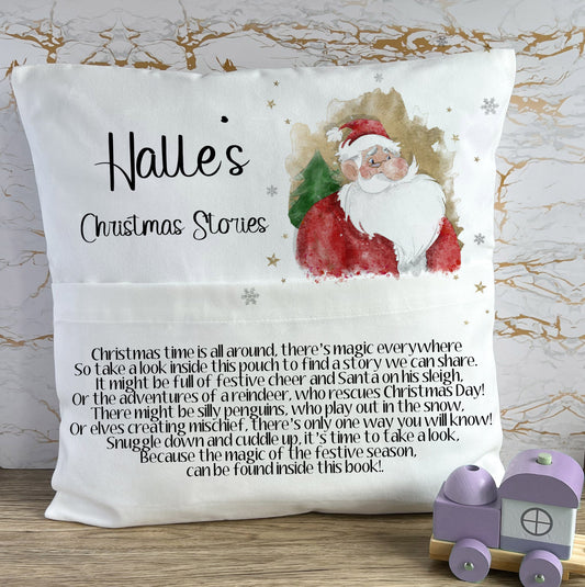 Christmas Book Cushion, Kids Book Cushion, Book Cushion, Santa Book Cushion, Book Cushion For A Boy, Reading Story Pillow, Christmas In July