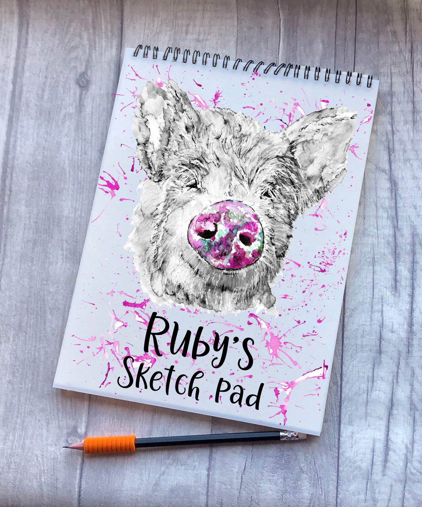 Sketchbook, Pig Sketch Book, Personalised Sketchbook, Personalised Sketch Pad, Sketchbook, Gift For Granddaughter, Gift For Daughter, Pig