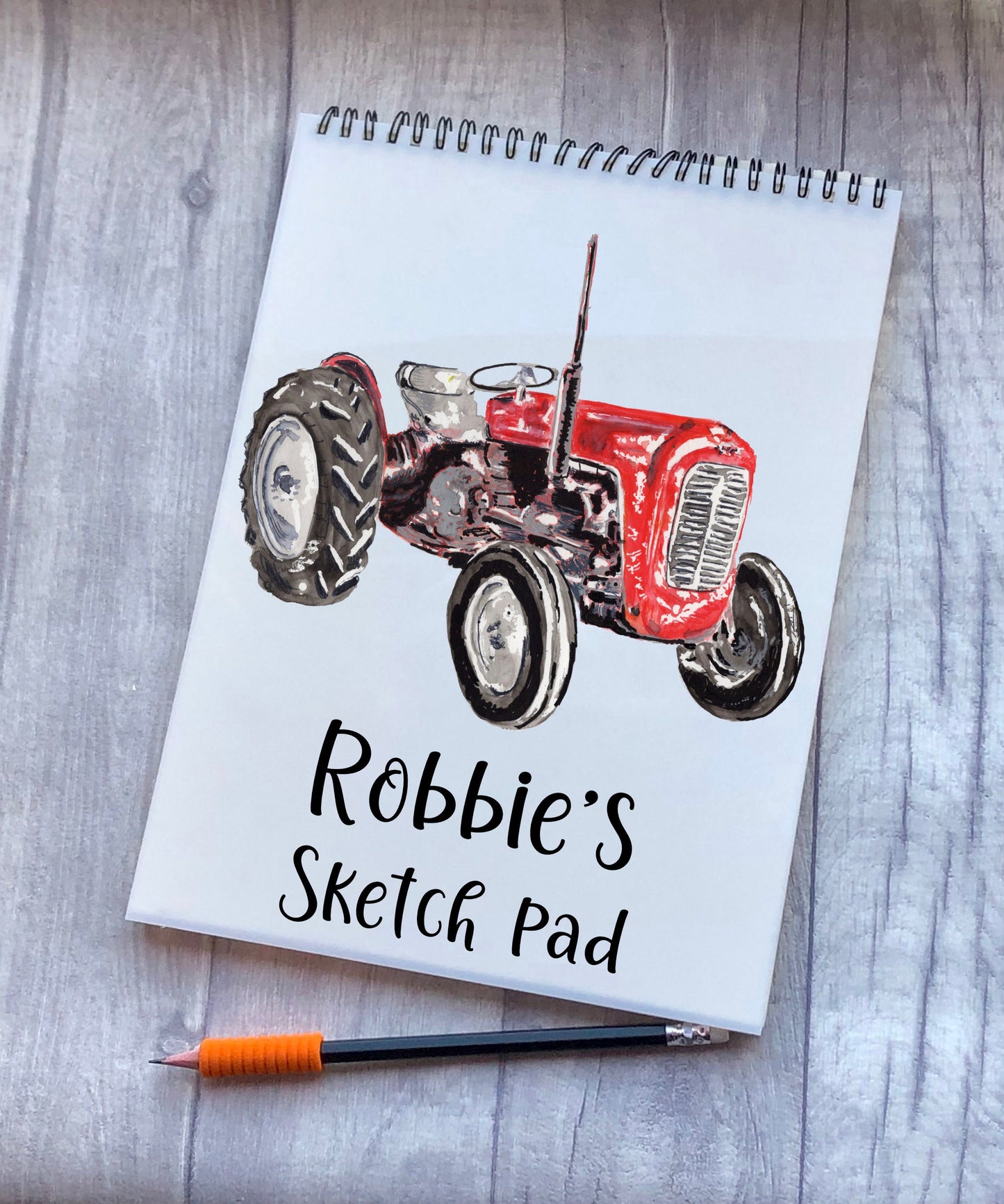 Sketchbook, Tractor Sketch Book, Personalised Sketchbook, Personalised Sketch Pad, Sketchbook, Gift For Grandson, Gift For Son, Tractor Gift