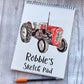 Sketchbook, Tractor Sketch Book, Personalised Sketchbook, Personalised Sketch Pad, Sketchbook, Gift For Grandson, Gift For Son, Tractor Gift