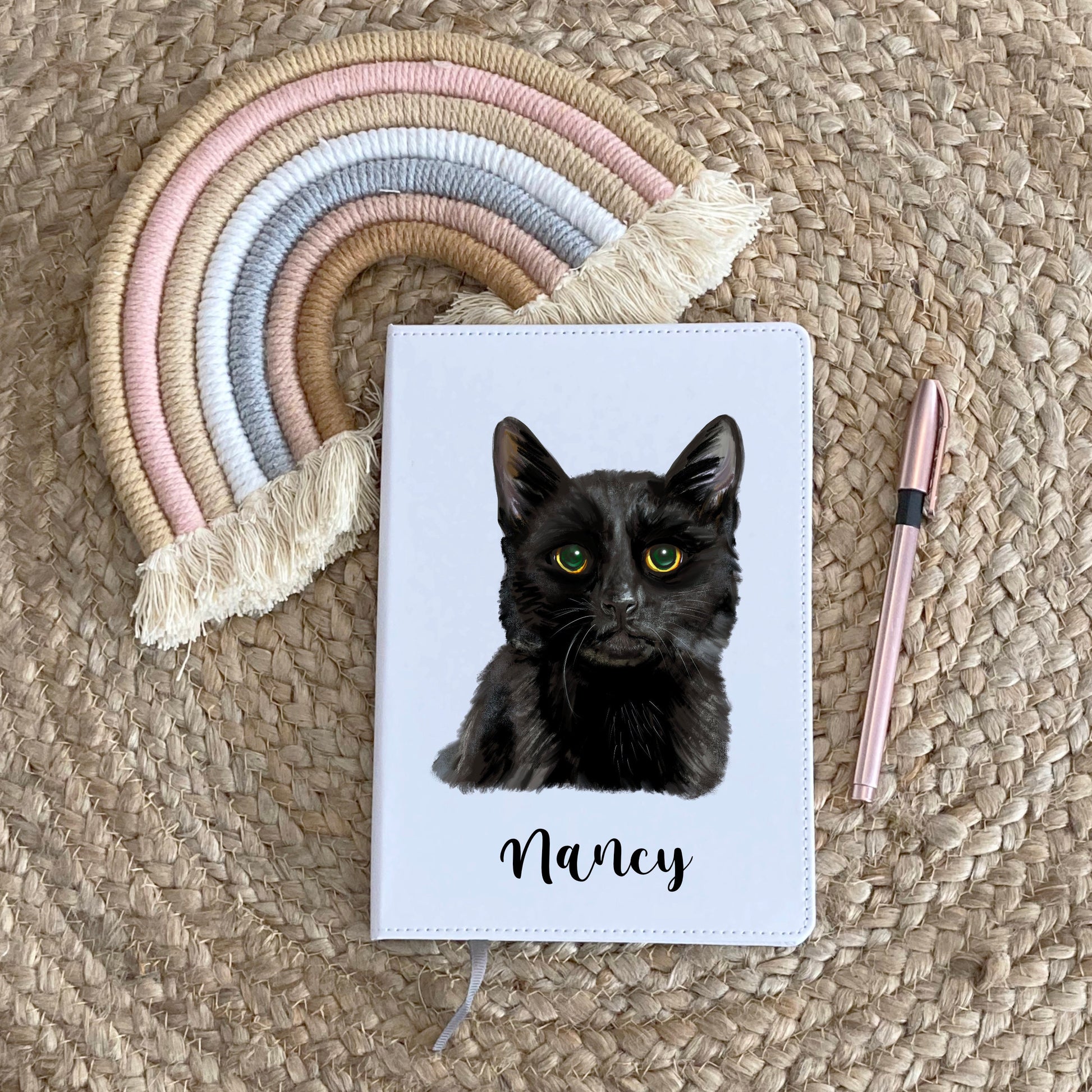 Cat Gift, Black Cat Notebook, Personalised Notebook, Personalised Gift For Her, Positivity Gifts, Positive Affirmation Gifts, Journal