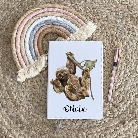 Sloth Notebook, Sloth Gift, Personalised Notebook, Personalised Gift For Her, Journal