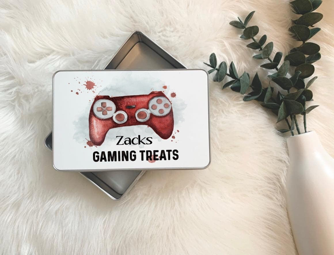 Gamer Gifts, Personalised Gamer Snack Tin. Christmas Gifts, Personalised Storage Tin, Stocking Filler For Teens, Gamer Treat Tin