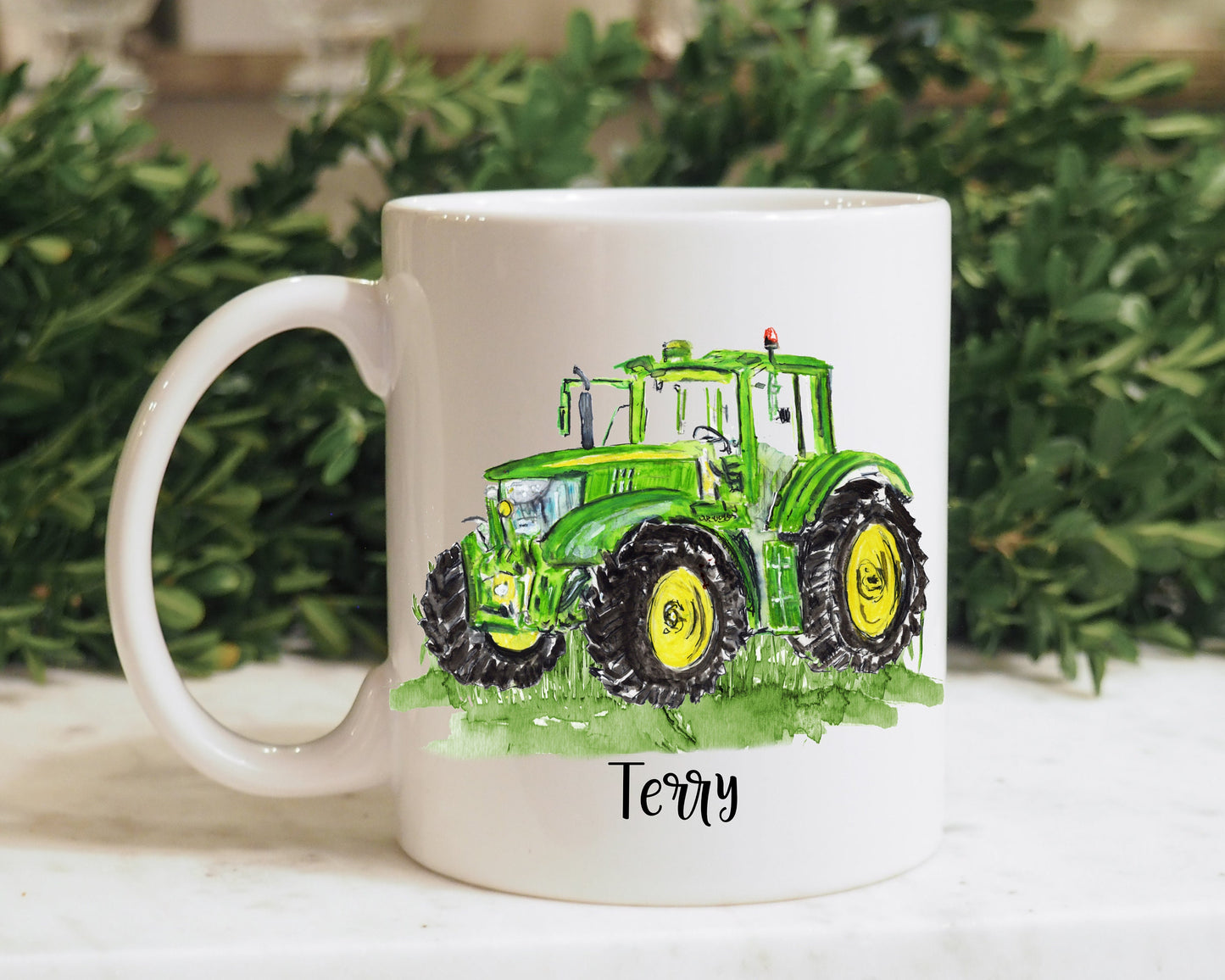 Tractor Gift, Christmas Gifts, Tractor Mug For Grampy, Mug Gift Set For Him, Blue Tractor Mug, Green Tractor Mug