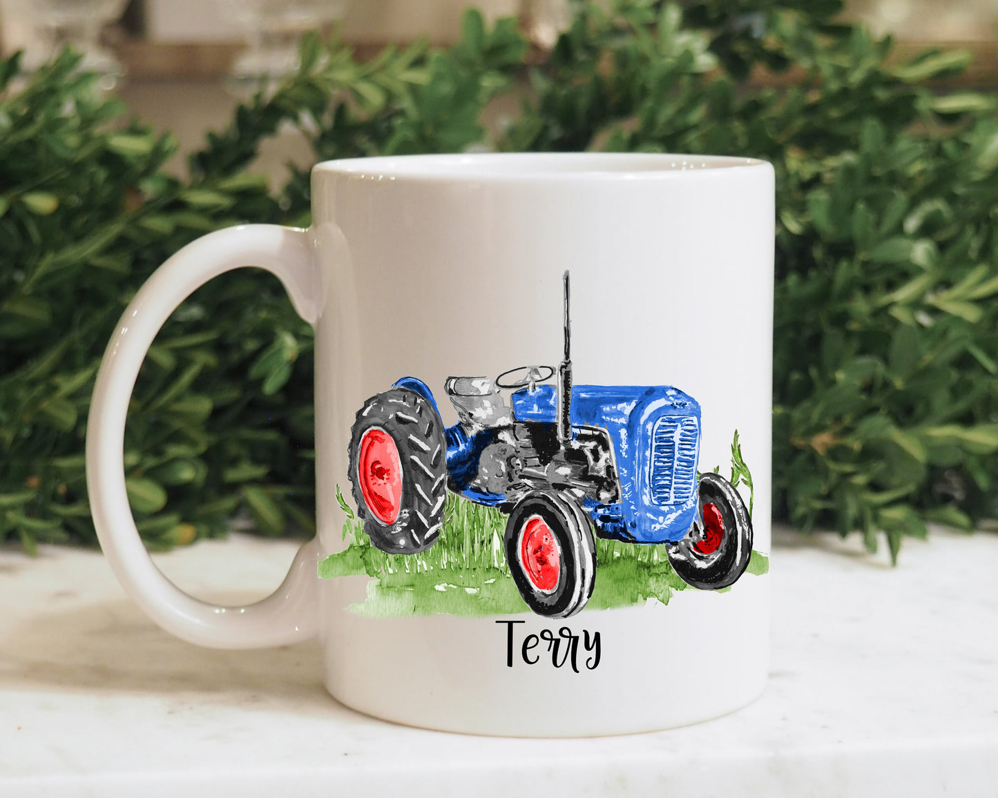 Tractor Gift, Christmas Gifts, Tractor Mug For Grampy, Mug Gift Set For Him, Blue Tractor Mug, Green Tractor Mug