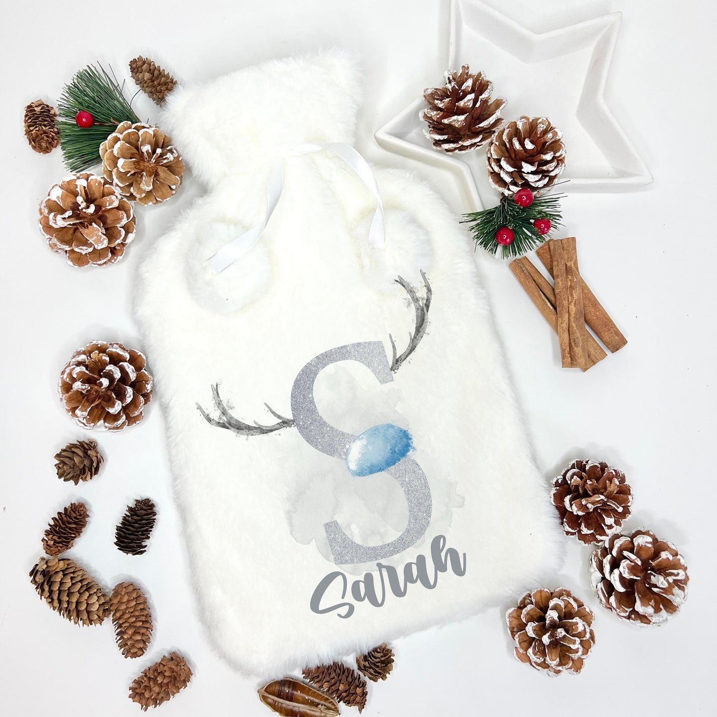 Hot Water Bottle, Fluffy Hot Water Bottle, Personalised Hot Water Bottle, Floral Letter Hot Water Bottle, Gift For Nanny, Xmas Gifts